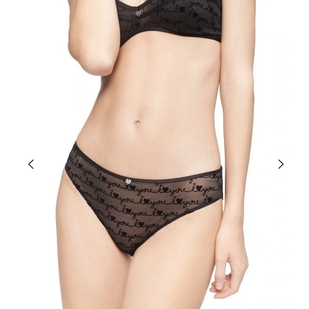 Calvin Klein I Heart You Black Sheer Women’s Bikini Size Small NWT